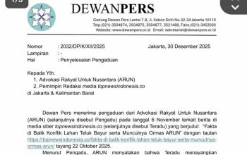 Aduan ARUN di Dewan Pers, Topnewsindonesia.co Siap Layani Hak Jawab